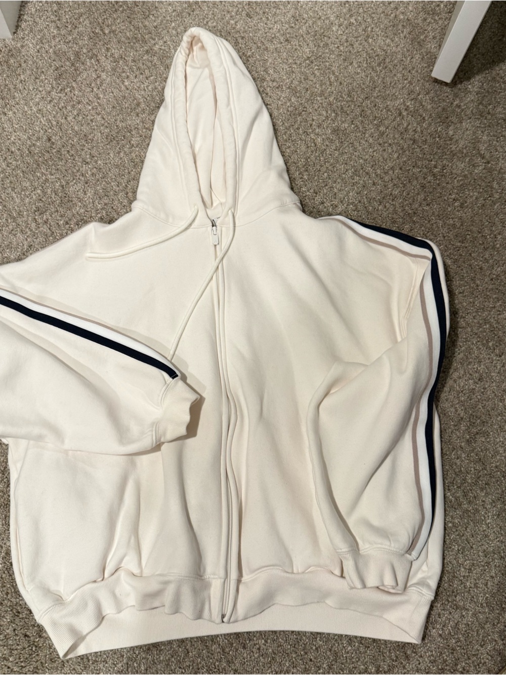 Aritzia Mega Fit Striped Sweatfleece Zip Hoodie
